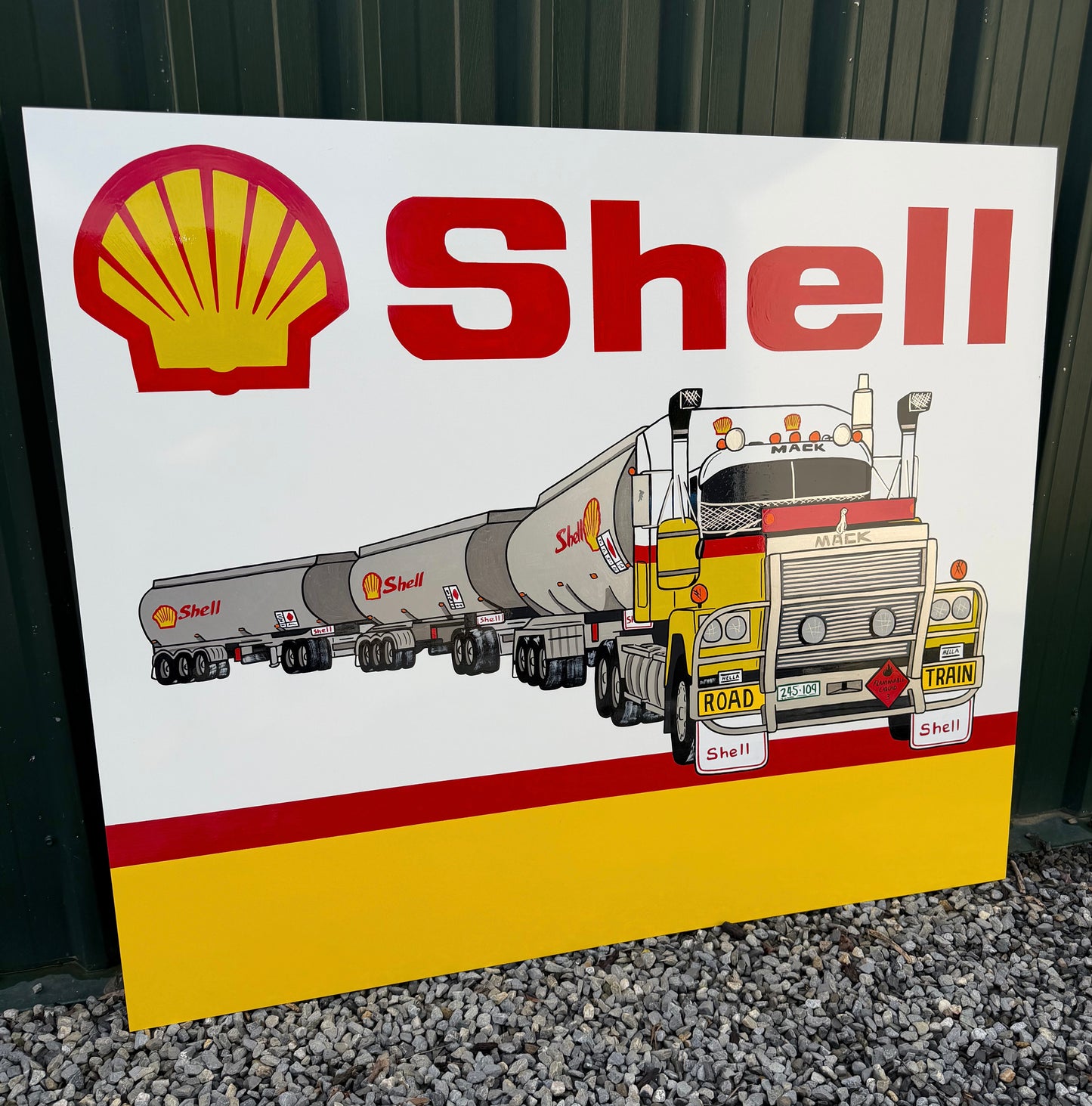 Shell Mack Road Train sign