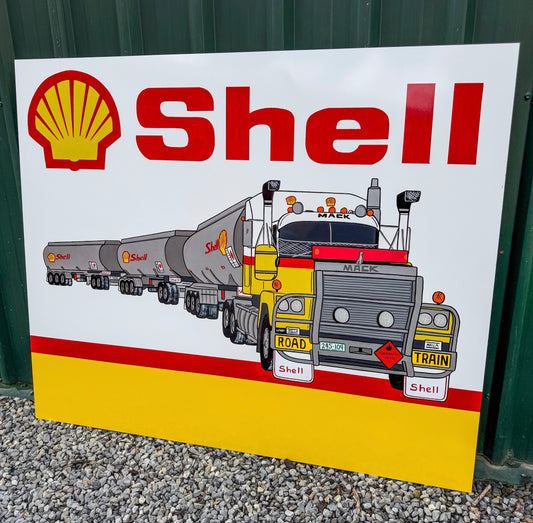 Shell Mack Road Train sign