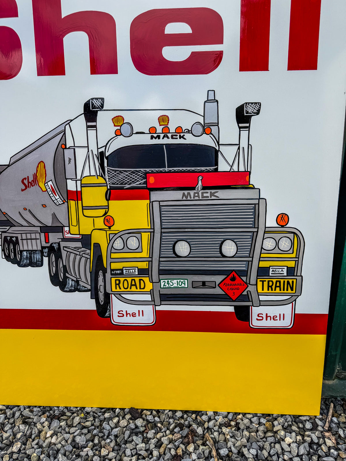 Shell Mack Road Train sign