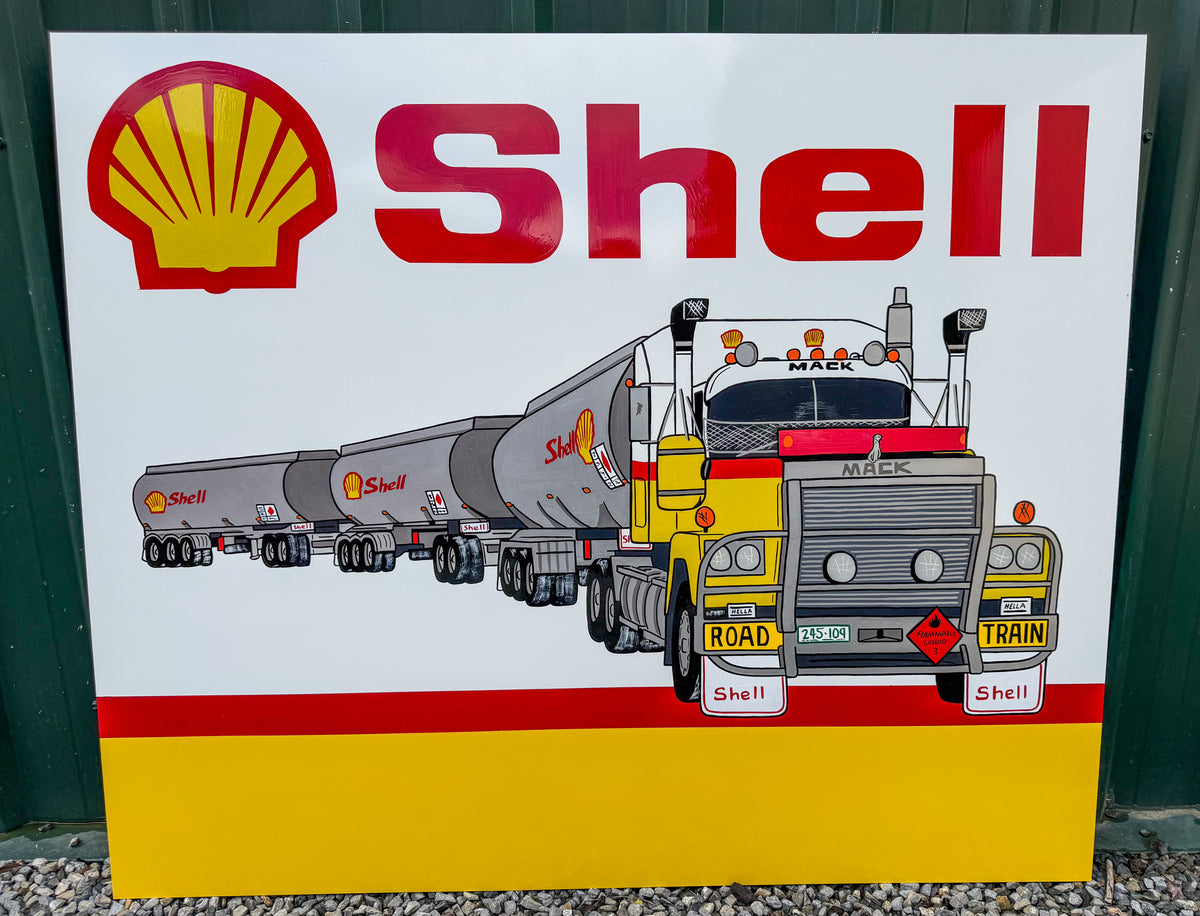 Shell Mack Road Train sign