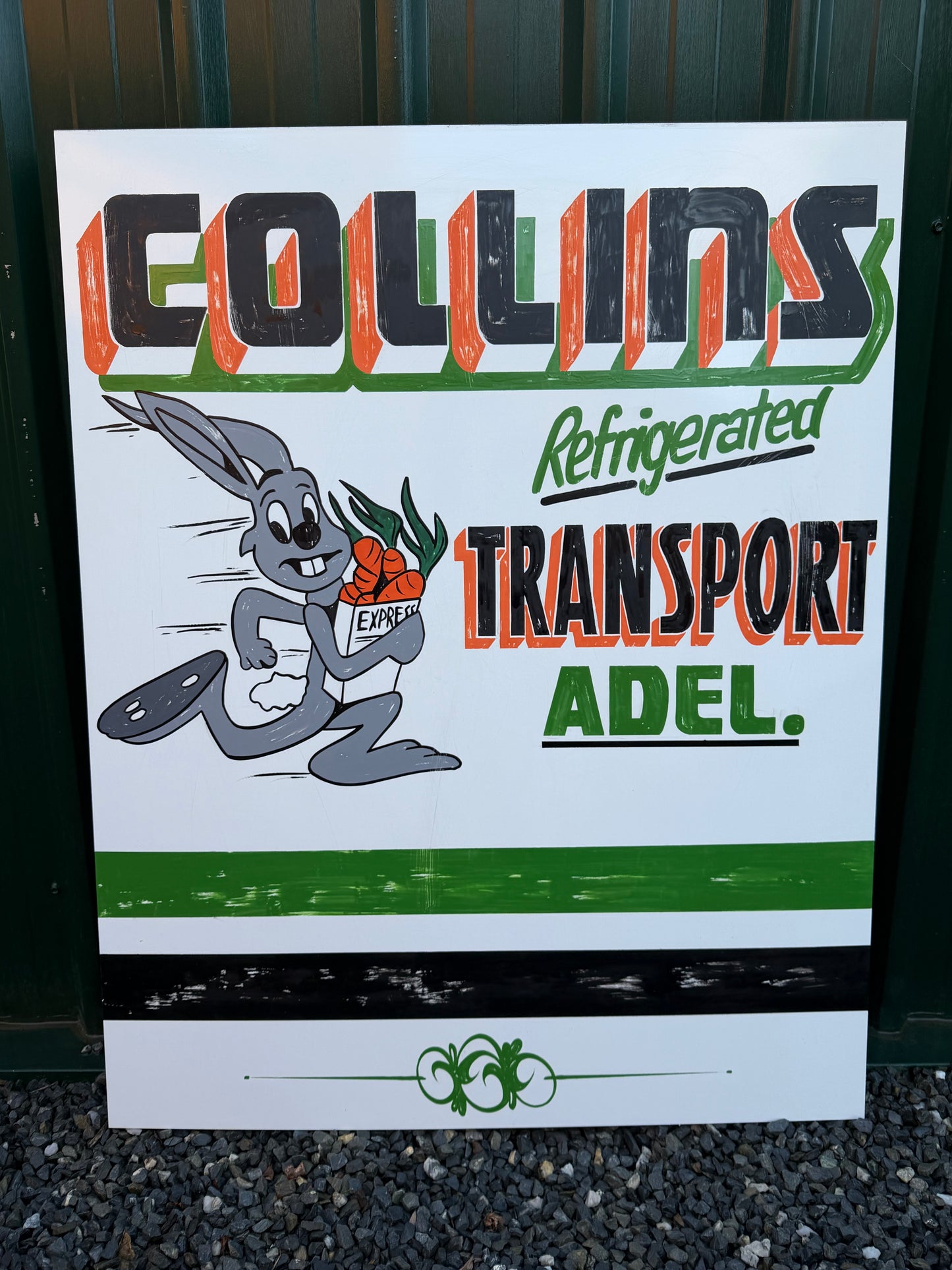 Collins Transport aged patina sign